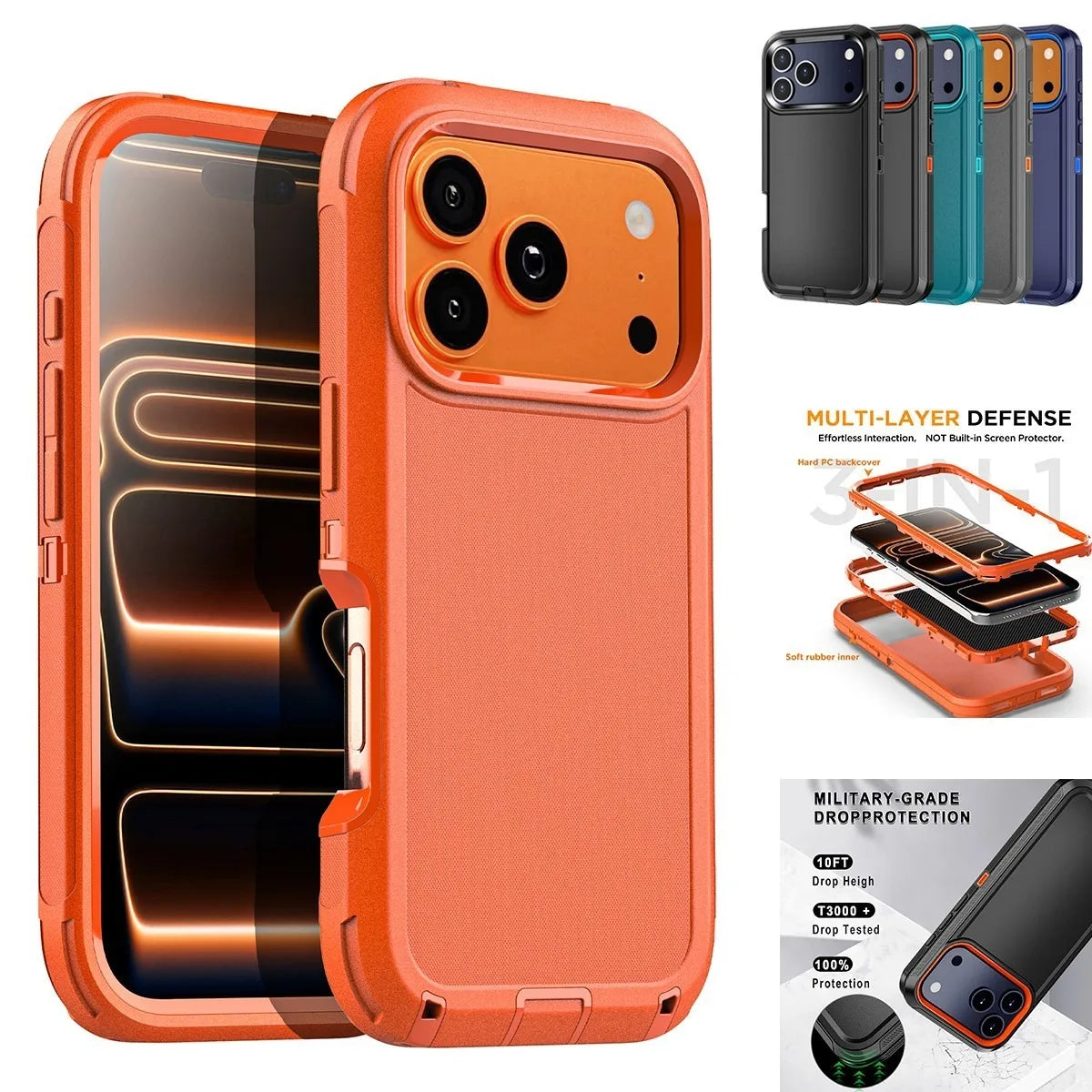 Shockproof Dual-Layer Bumper Case with Raised Edges for iPhone 18 Series
