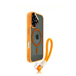 Luxury Metal Lens MagSafe Case with Hand Strap for iPhone 16 Series
