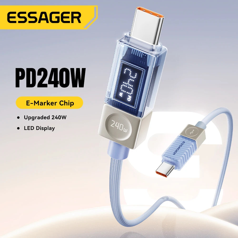 Essager 240W USB-C PD 3.1 Fast Charging Cable with LED Display