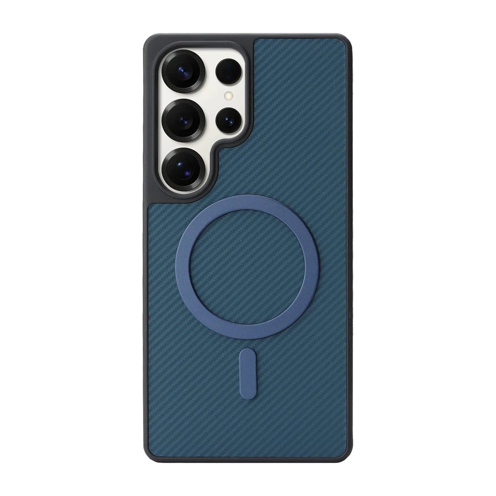 Ultra-Thin Luxury Magnetic Case for Samsung Galaxy S26 with Carbon Fiber & Leather Design