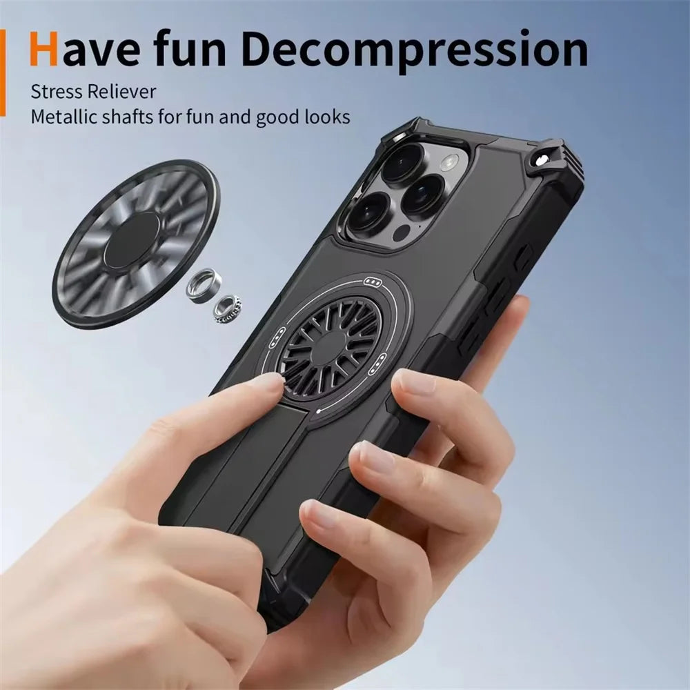 Shockproof Armor MagSafe Case with Invisible Fold Stand for iPhone 16 Series