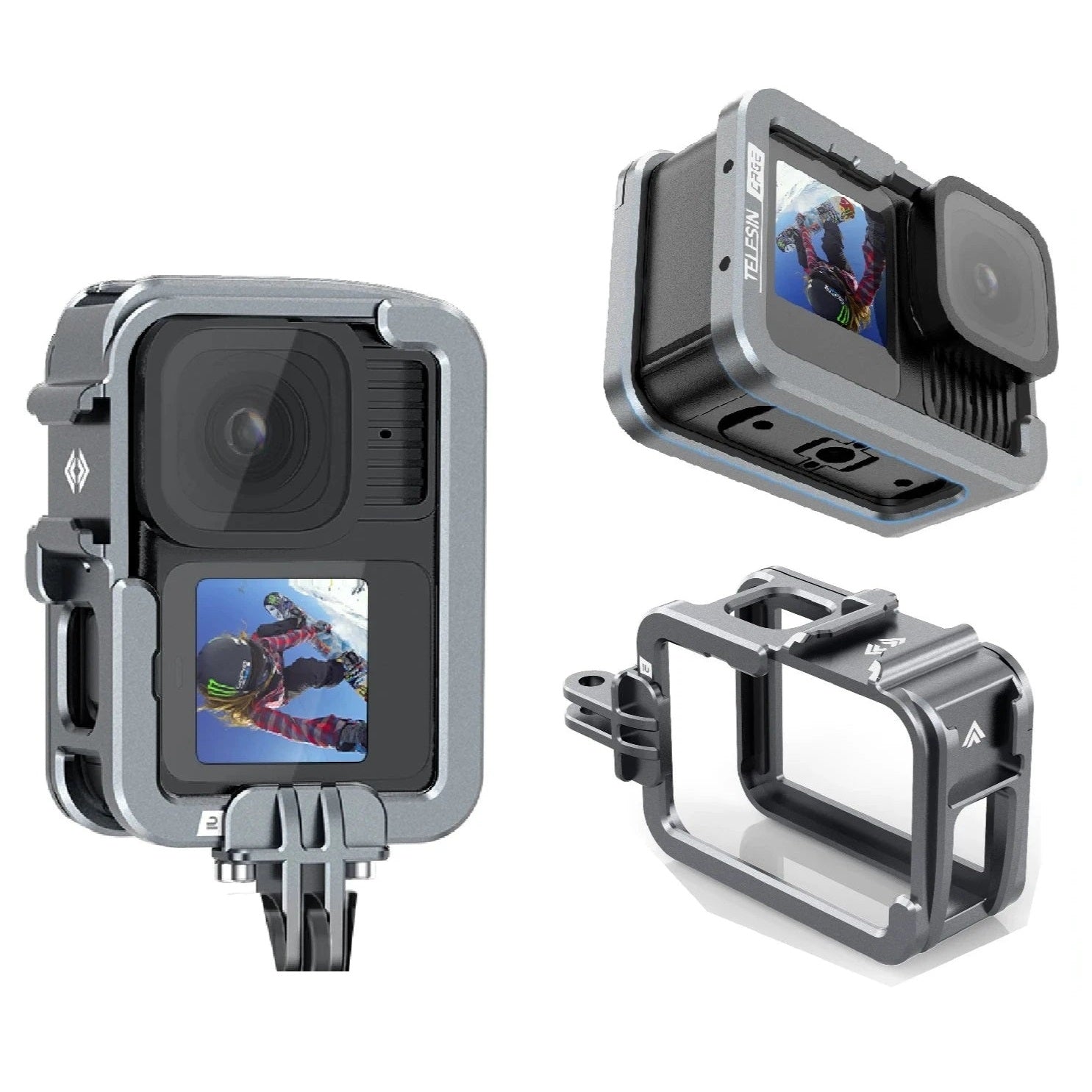 TELESIN Aluminium Alloy Frame Case for GoPro Hero Action Cameras
