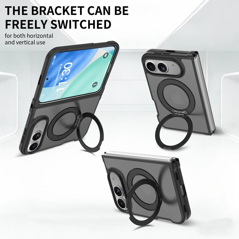 Matte PC+TPU MagSafe Case with 360° Rotating Ring Stand for iPhone Duo