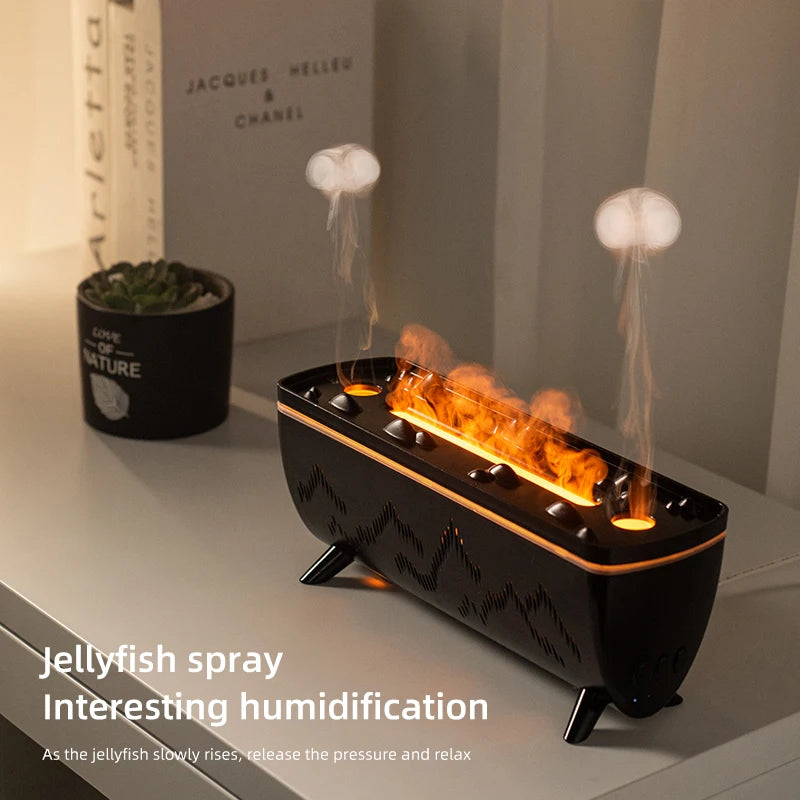 Dual Nozzles Aroma Diffuser with Flame Light