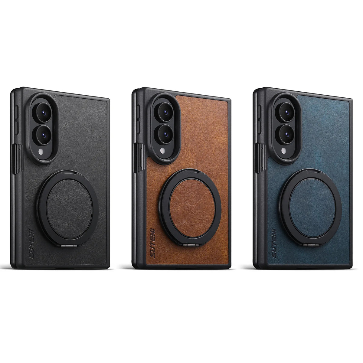 Textured Leather Case with 360° Rotating Ring Stand for Samsung Galaxy Z Fold 8