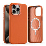 Luxury Magnetic Plain Leather Case with Wireless Charging Support for iPhone 15 Series