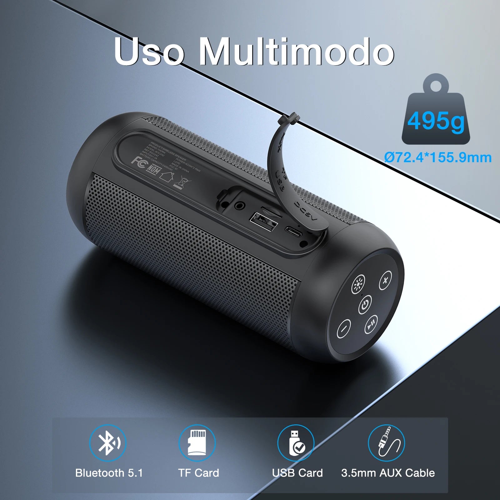 1HORA Portable Bluetooth Speaker with RGB Breathing Light