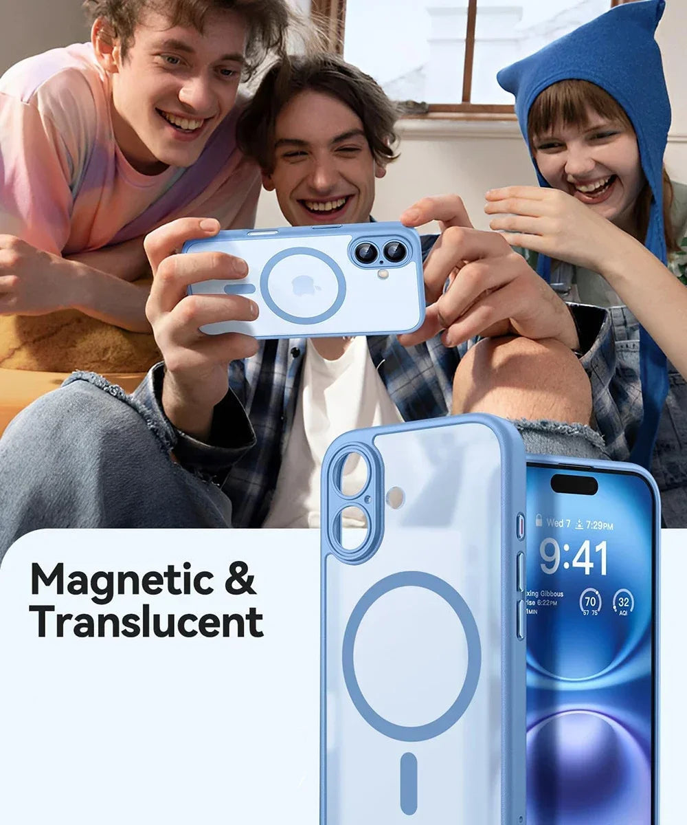 Luxury Matte Translucent MagSafe Armor Case for iPhone 16 Series