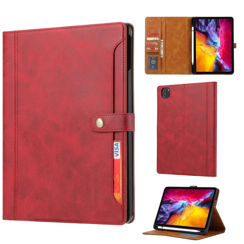 Leather Flip Case with Foldable Cover Stand for iPad Air (2024)