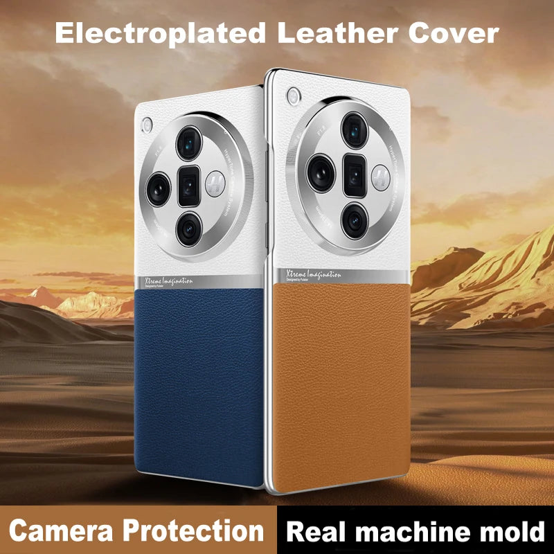 Luxury Electroplated Leather Case with Hard PC Frame for OPPO Find X7 and Find X7 Ultra