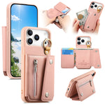 Zipper Wallet Leather Flip Case with Ring Holder for iPhone 17 Series