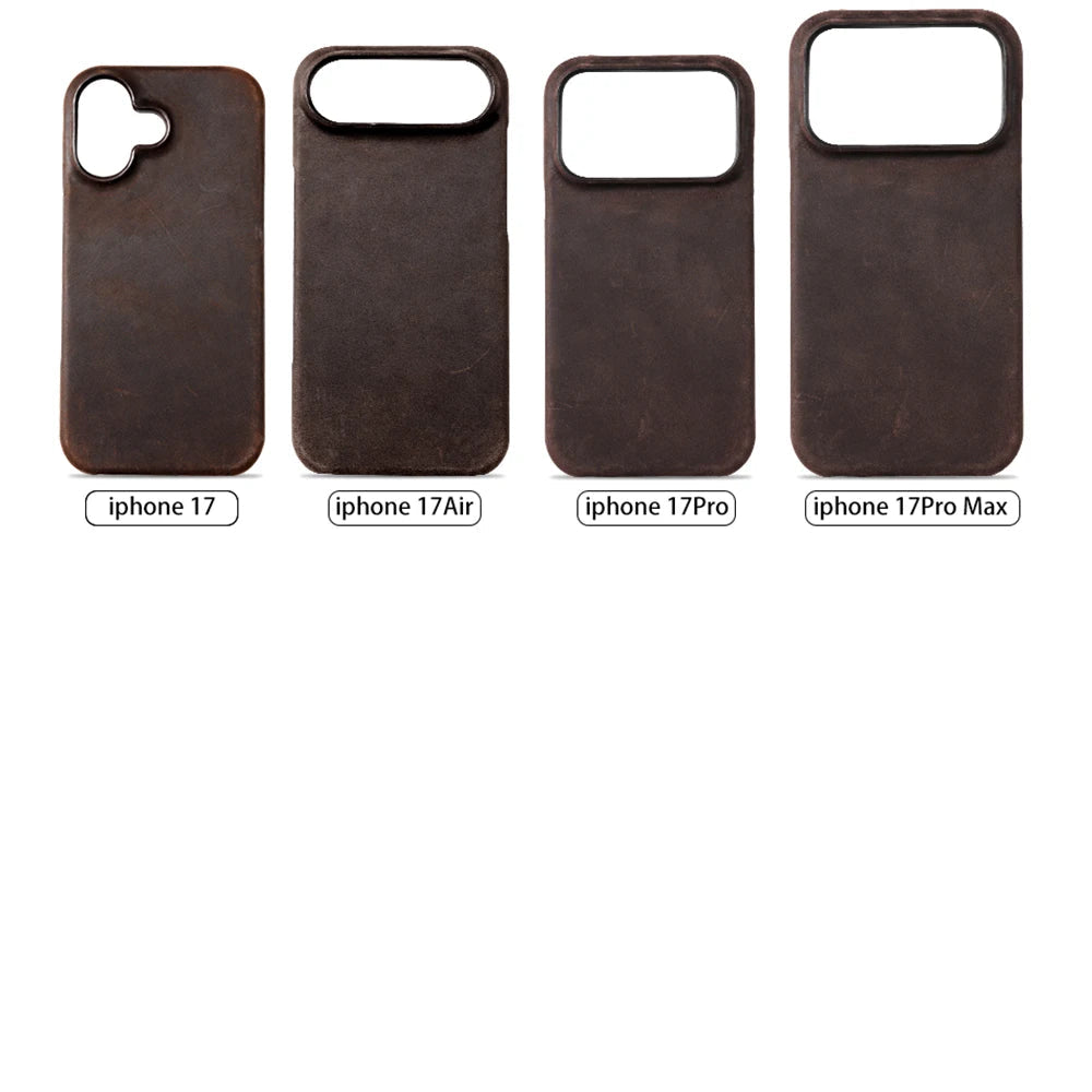 Retro Luxury Genuine Leather MagSafe Case for iPhone 17 Series