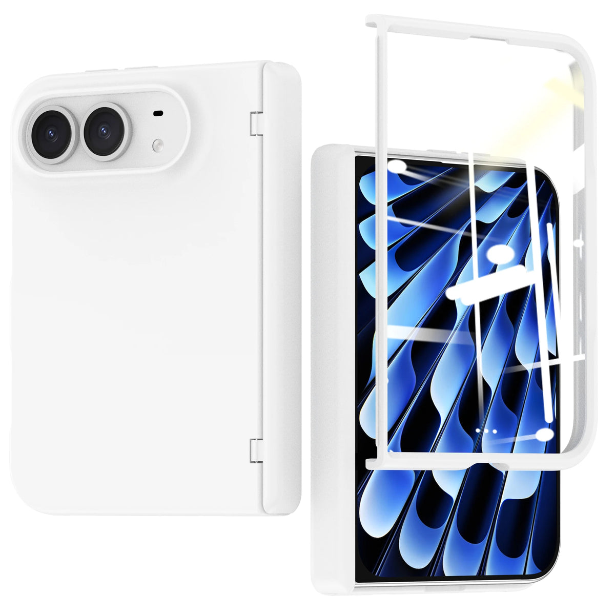 Full-Body Case with Hinge Protection and Built-In Tempered Glass Film for iPhone Duo