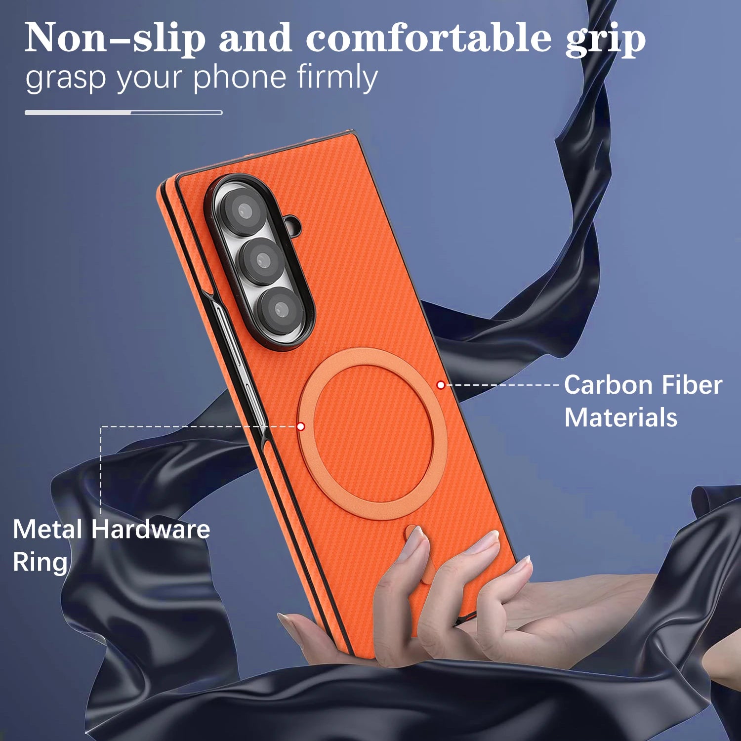 Carbon Fiber Magnetic Leather Case for Samsung Galaxy Z Fold 6