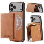iPhone 17 Series MagSafe Leather Case with 5-Card Holder Stand