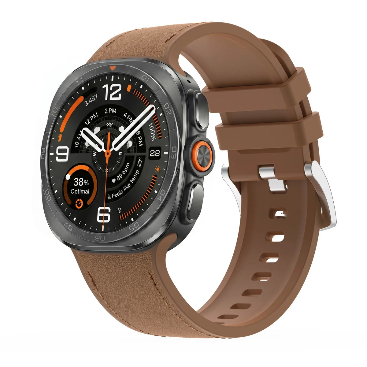 Leather-Like Silicone Watch Band with Ventilation Holes for Samsung Galaxy Watch Ultra 2
