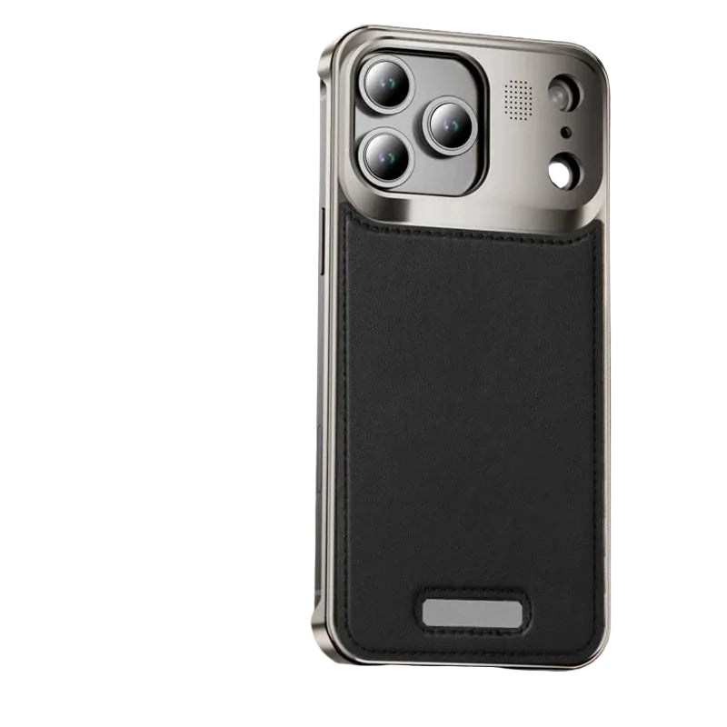 Hybrid Aluminum Alloy and Leather MagSafe Phone Case for iPhone 17 Series