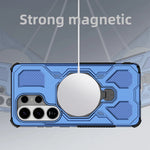 Samsung Galaxy S26 Series Rugged Armor Case with Rotating Metal Ring Stand