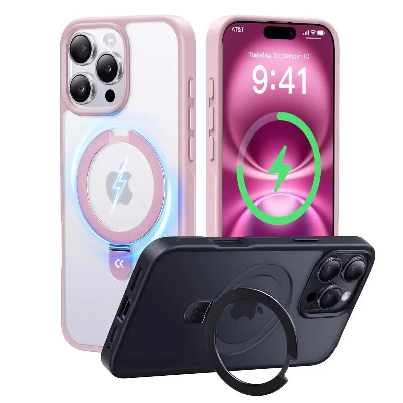 Shockproof Translucent Matte MagSafe Case with Invisible Stand for iPhone 16 Series