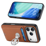 Multi-Functional Leather Wallet Case with Foldable Ring Holder & Vertical Card Slot for iPhone 17 Series