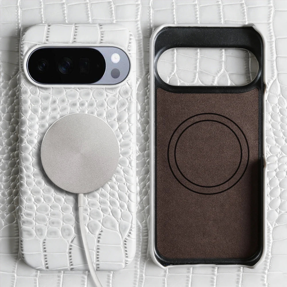 Crocodile Textured Magnetic Leather Case for Google Pixel 9 Series