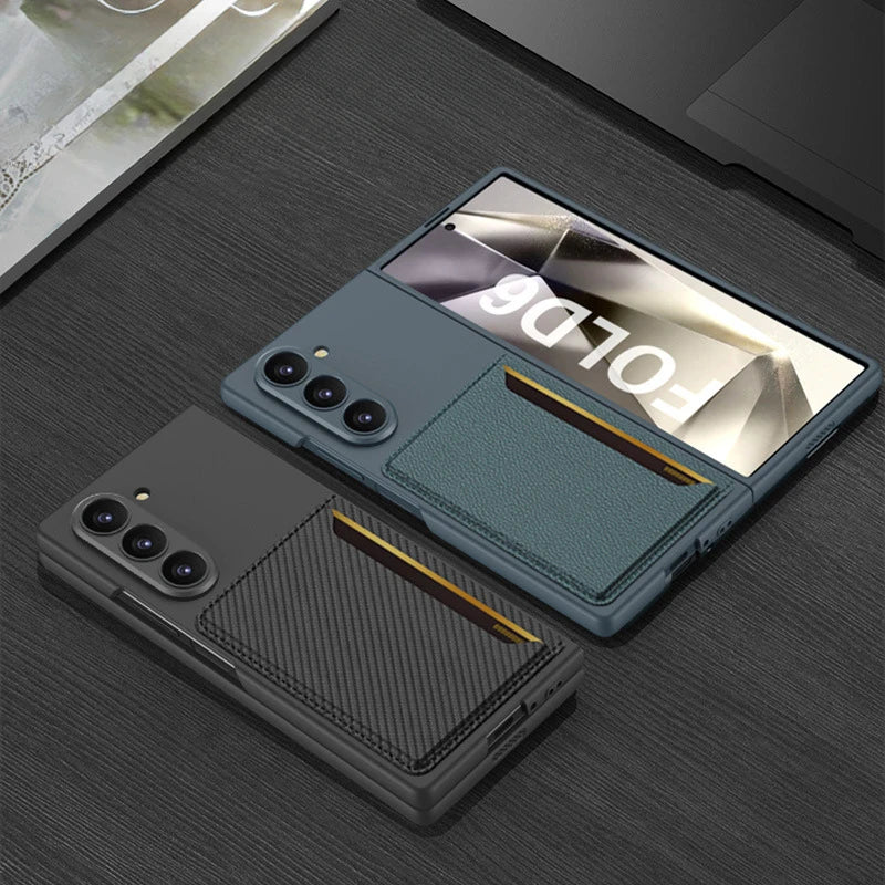 Samsung Galaxy Z Fold 6 Leather Wallet Case with Built In Card Holder