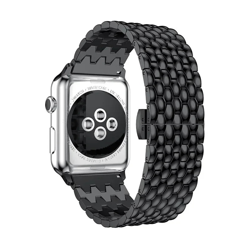 Dragon Pattern Stainless Steel Metal Strap for Apple Watch