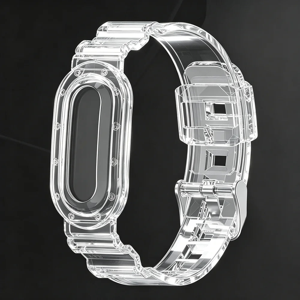 Transparent Protective Case with Adjustable Silicone Band for Google Fitbit Air
