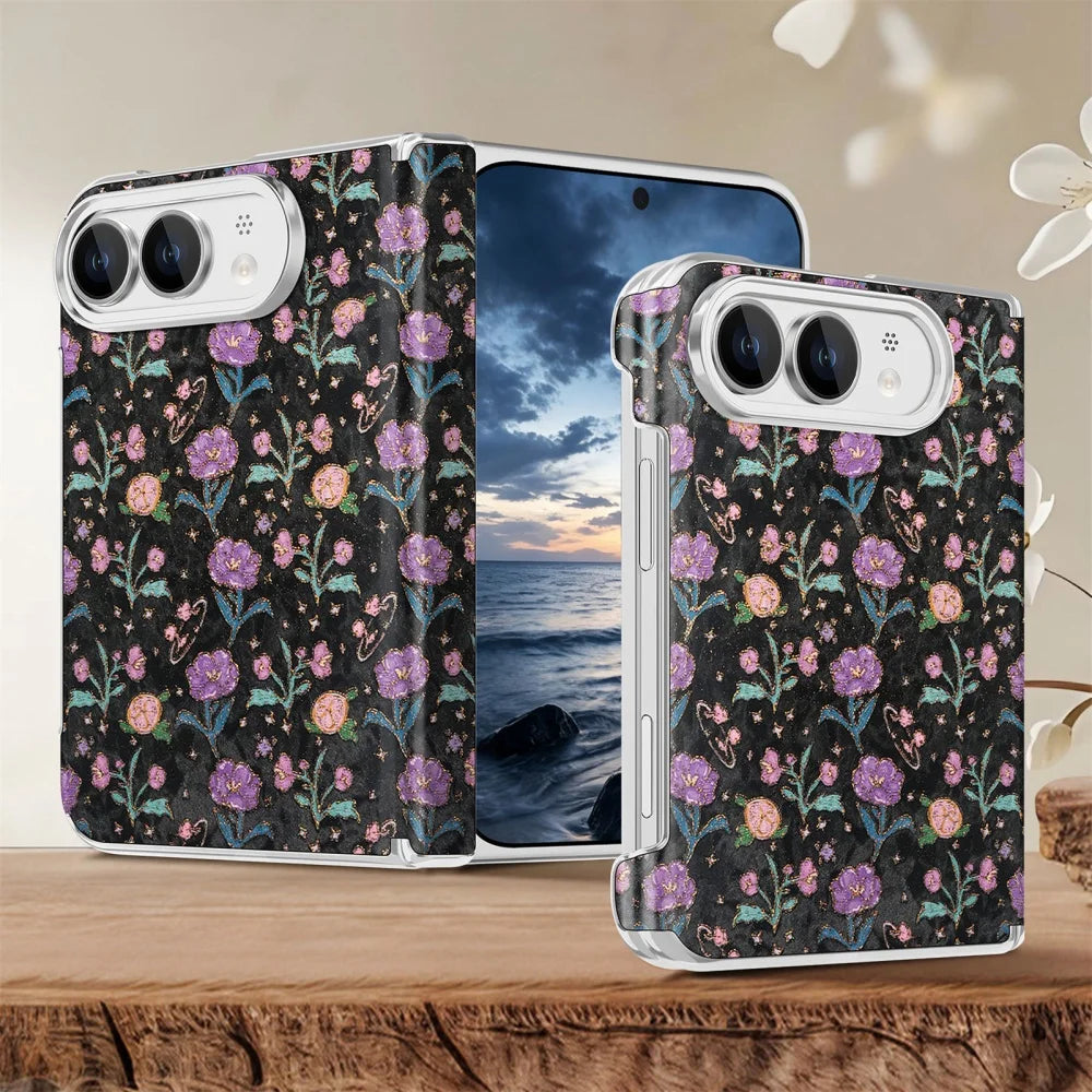 Dual-Axis Hinge Protection Floral MagSafe Case for iPhone Duo