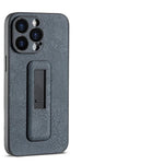 Professional PU Leather Armor Case with Grip Stand for iPhone 15 Series