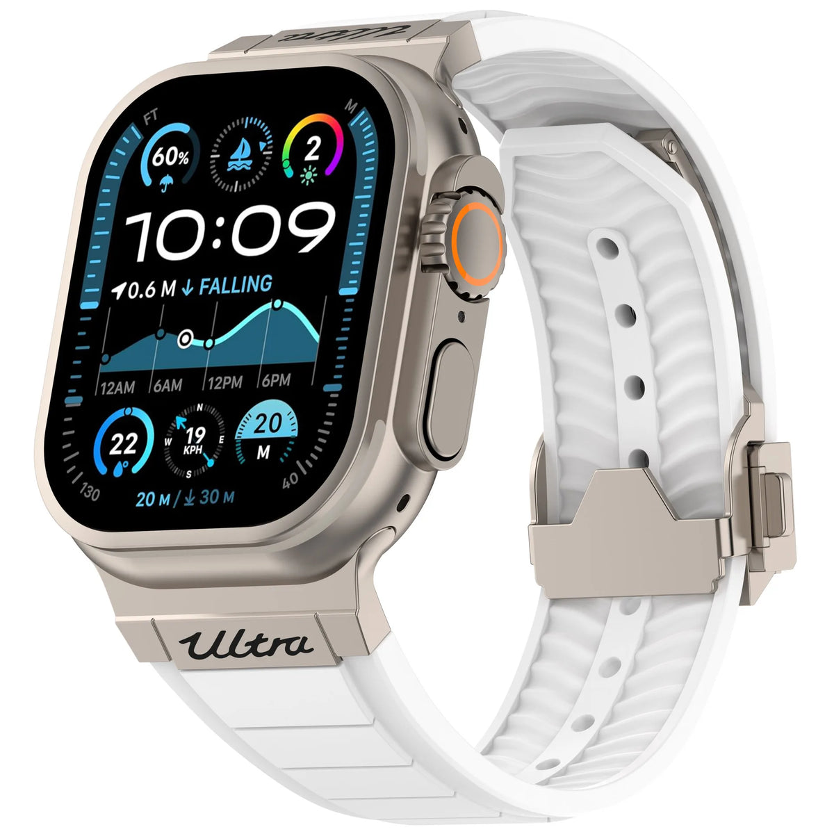 Fluororubber Sport Strap with Double-Press Clasp for Apple Watch
