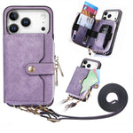 Multi-Functional Crossbody Leather Case with Card Slots & Zipper Pouch for iPhone 17 Series
