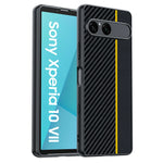 Sony Xperia 10 VII PU Leather Case with Fiber Texture and Shock-Resistant Protection