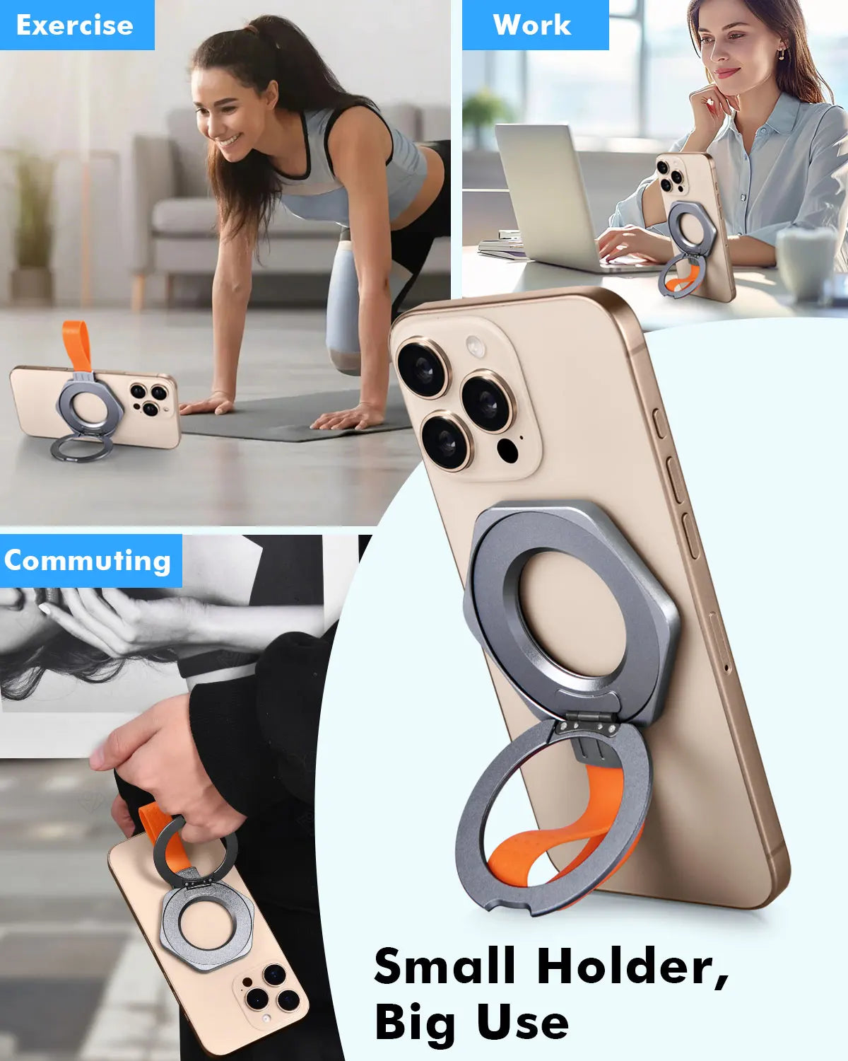 360° Rotating Magnetic Phone Holder with Silicone Lanyard