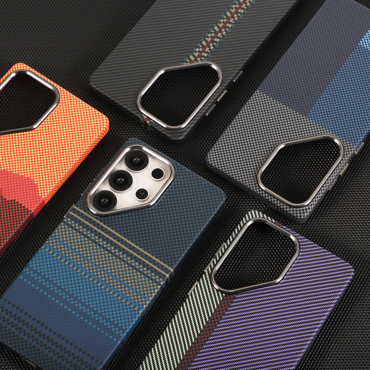 Carbon Fiber Textured Magnetic Case with Raised Camera Protection for Samsung Galaxy S23 Series