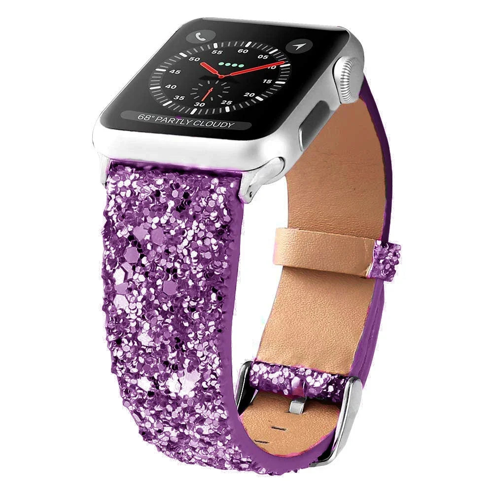 Luxury Shiny Glitter Leather Strap for Apple Watch