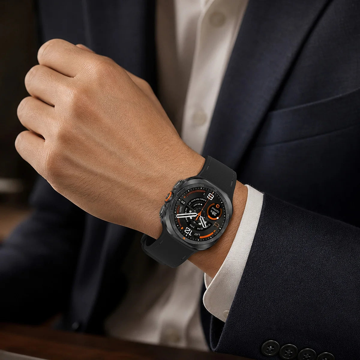 Leather-Like Silicone Watch Band with Ventilation Holes for Samsung Galaxy Watch Ultra 2