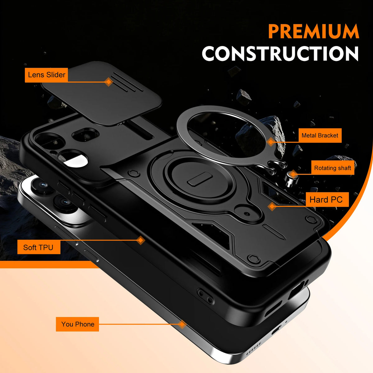 Rugged Shockproof Case with Sliding Camera Lens Cover for Nothing Phone (4b)