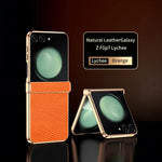 Luxury Cowhide Leather Case for Samsung Galaxy Z Flip 7