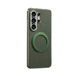 Leather Shockproof Case with 360° Rotating Magnetic Ring Stand for Samsung Galaxy S26 Ultra