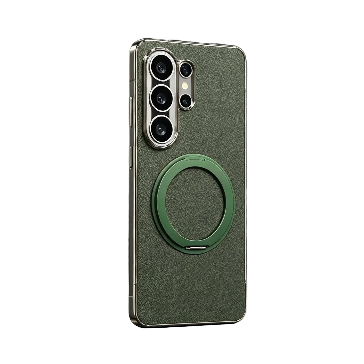 Leather Shockproof Case with 360° Rotating Magnetic Ring Stand for Samsung Galaxy S26 Ultra