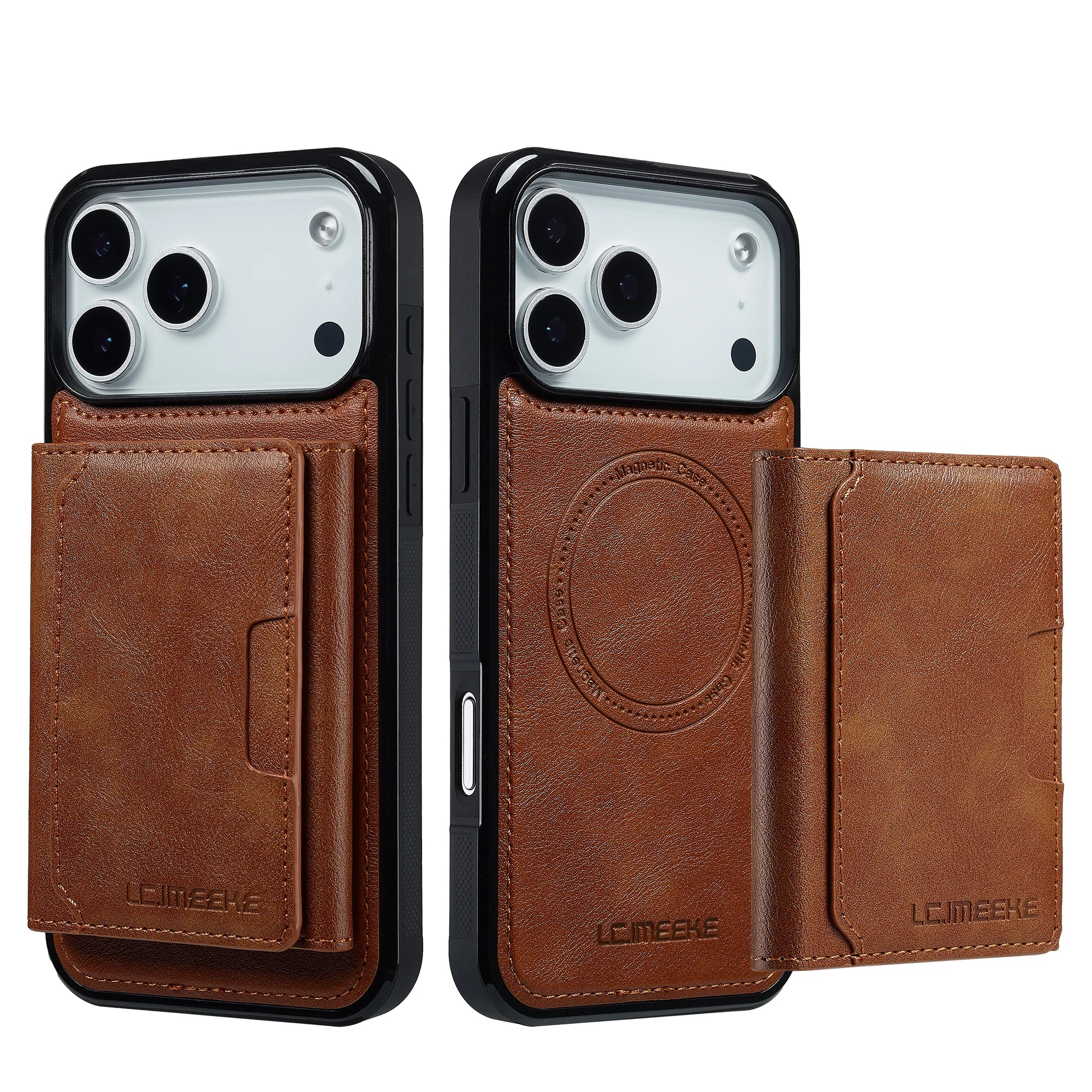 2-in-1 Detachable PU Leather MagSafe Case with RFID Card Slot for iPhone 17 Series
