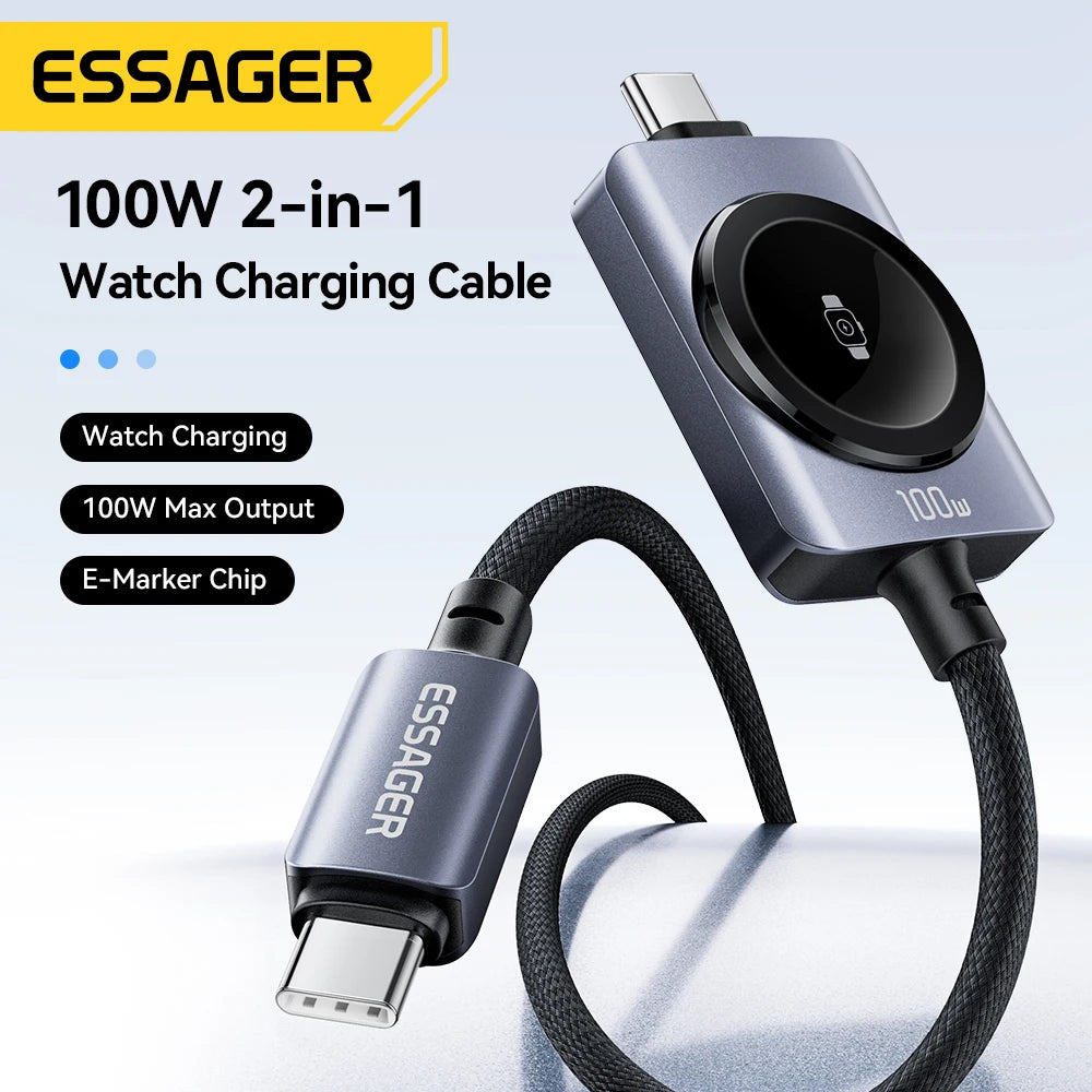 Essager 2-in-1 100W Fast Charging Cable for USB-C & Apple Watch