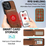 Luxury Leather MagSafe Case for iPhone 16 Series with Removable Card Pouch