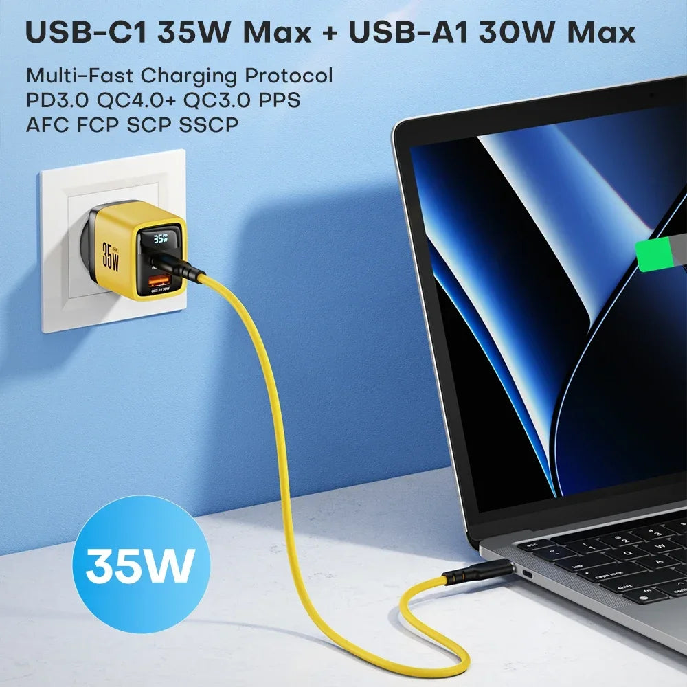 Asometech 35W USB-C GaN Fast Charger Compact Dual-Port Power