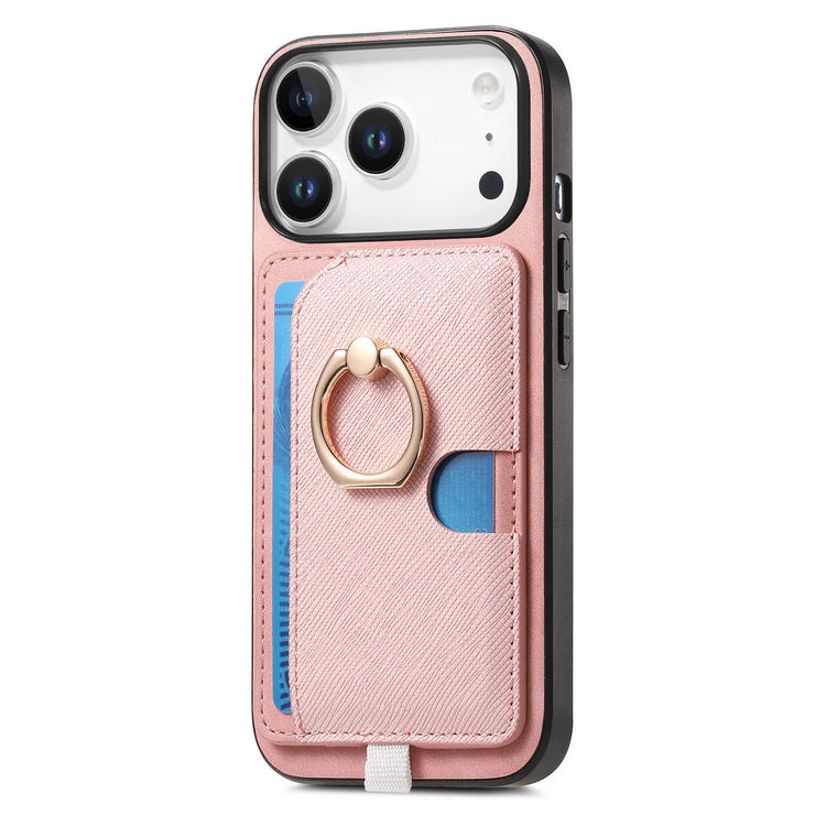 2-in-1 Detachable Leather Wallet Case with Card Slot & Ring Holder for iPhone 17 Series