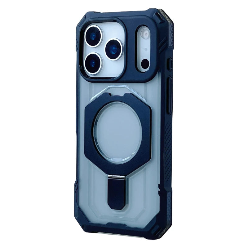 Frosted Translucent Shockproof MagSafe Armor Case with Kickstand for iPhone 17 Series
