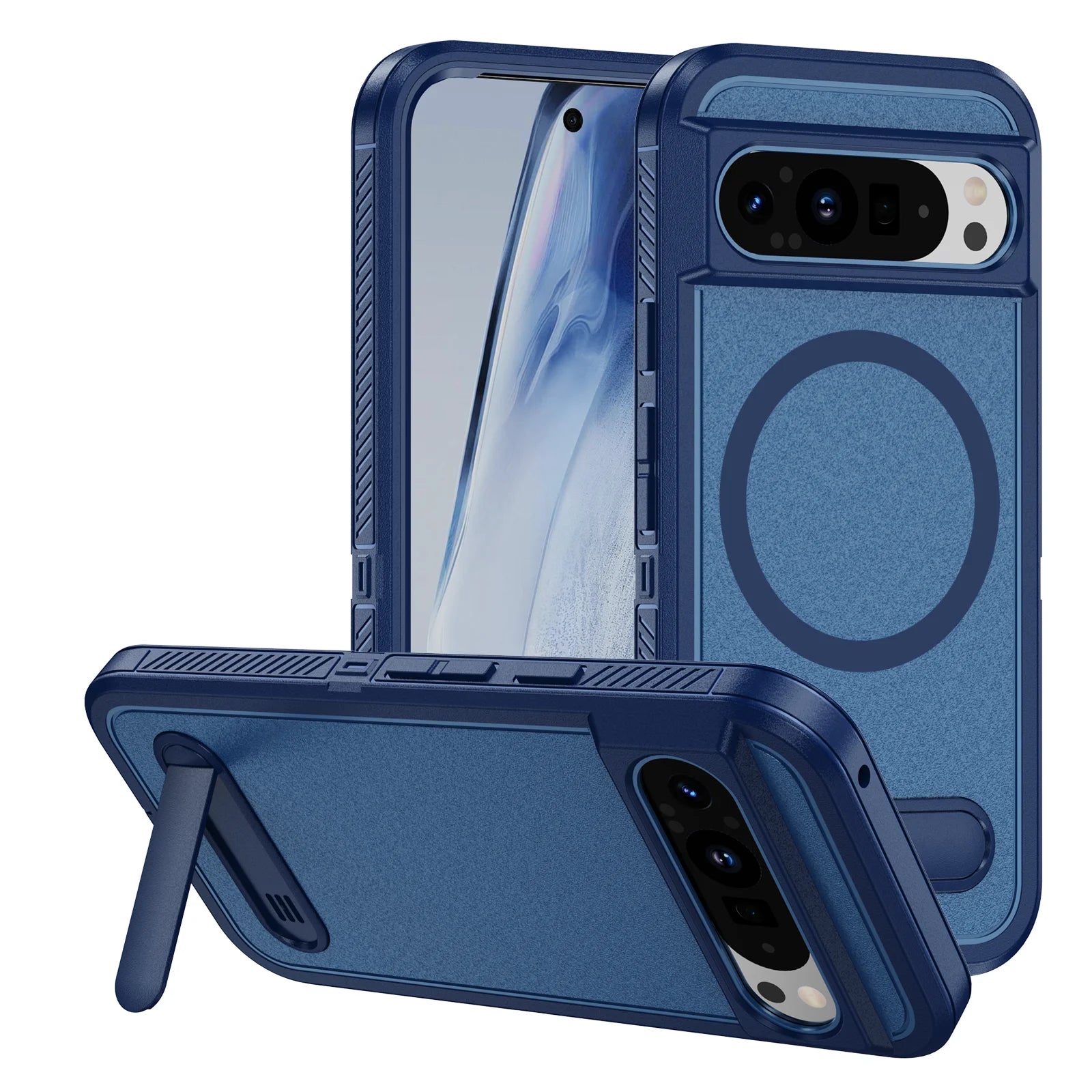 Military-Grade Protective Magnetic Case with Foldable Stand for Google Pixel 9 Series