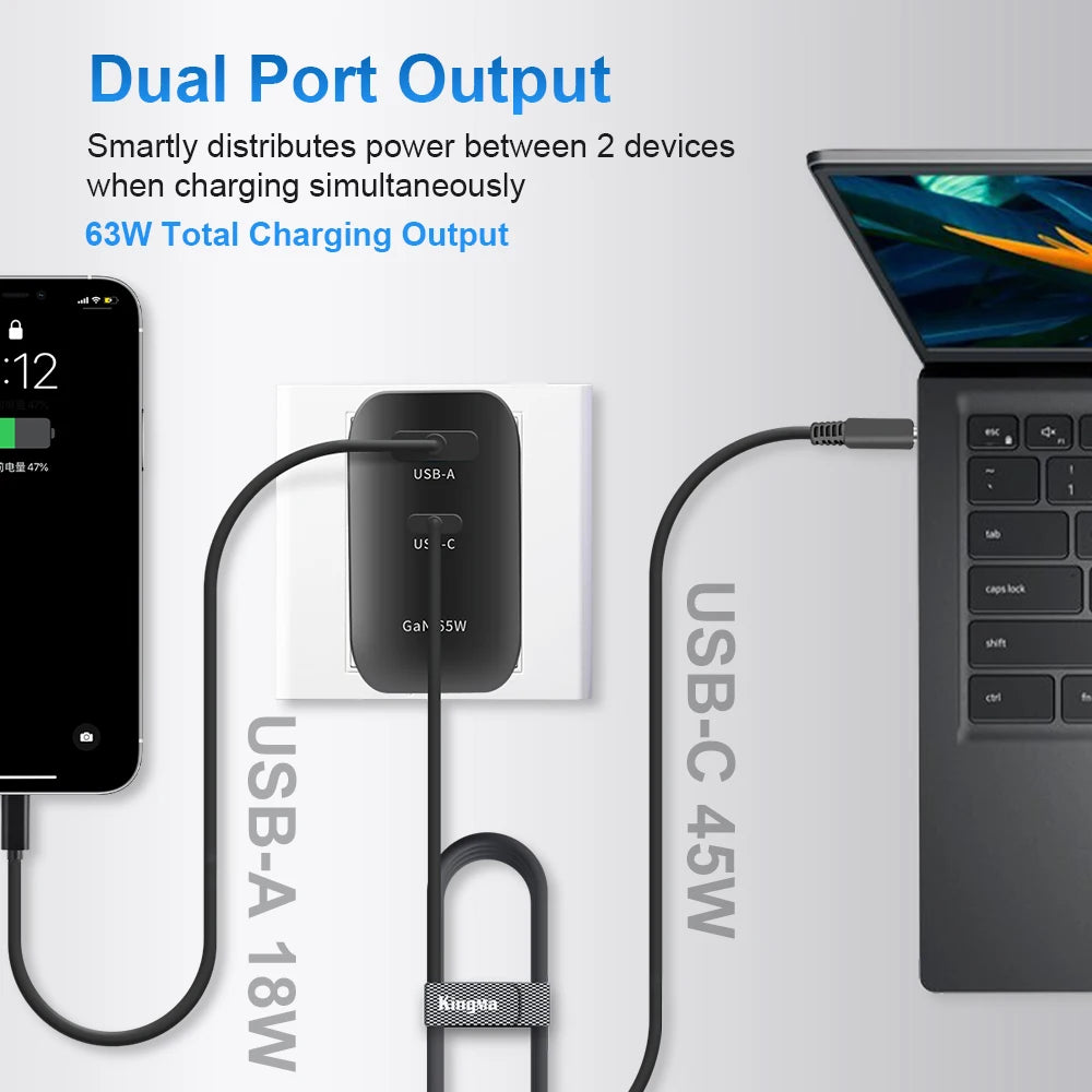 KingMa Portable 65W GaN PD Charger for Dell Laptops