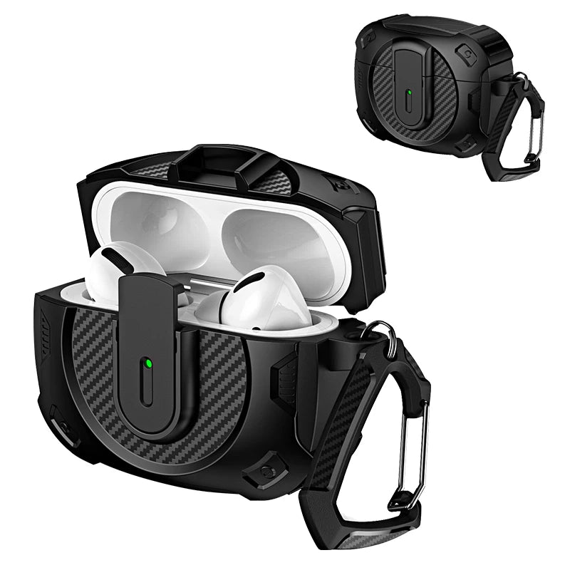 Secure Lock Carbon Fiber Hard Shell Case for AirPods 4